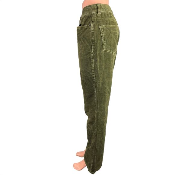 Chaps Green Corduroy High Rise Flared Leg Bootcut Velvet Trouser Jeans Pants 4 - Picture 2 of 5
